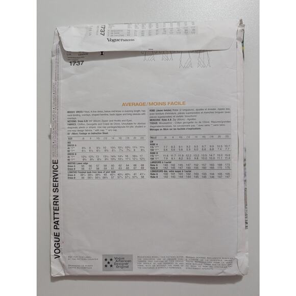 1737 Vogue Evening Dress Pattern by Tom and Linda Platt Sizes 12 14 16 - Picture 4 of 5